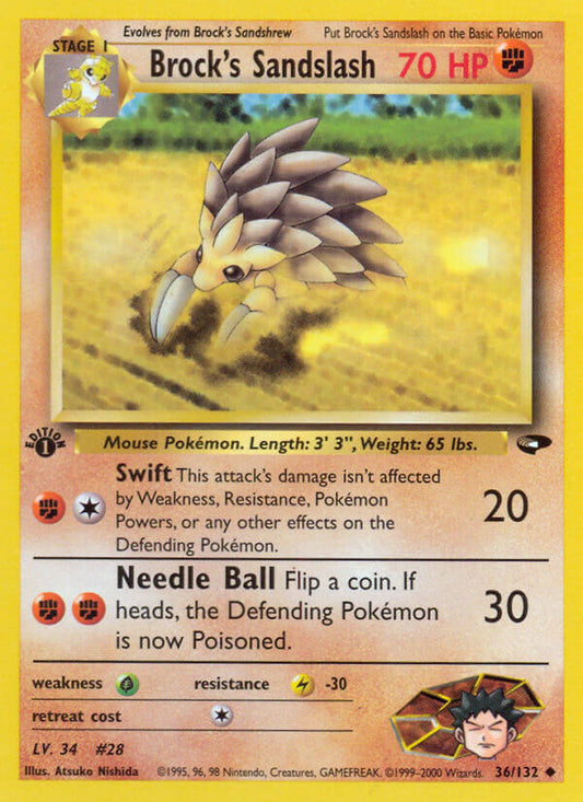 Brock’s Sandslash | Gym Challenge | Gym | 36/132 | New Mint | Uncommon