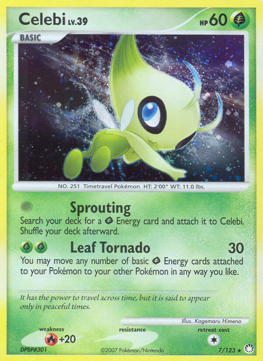 Celebi | Mysterious Treasures | Diamond & Pearl | 7/123 | New Mint | Rare Holo