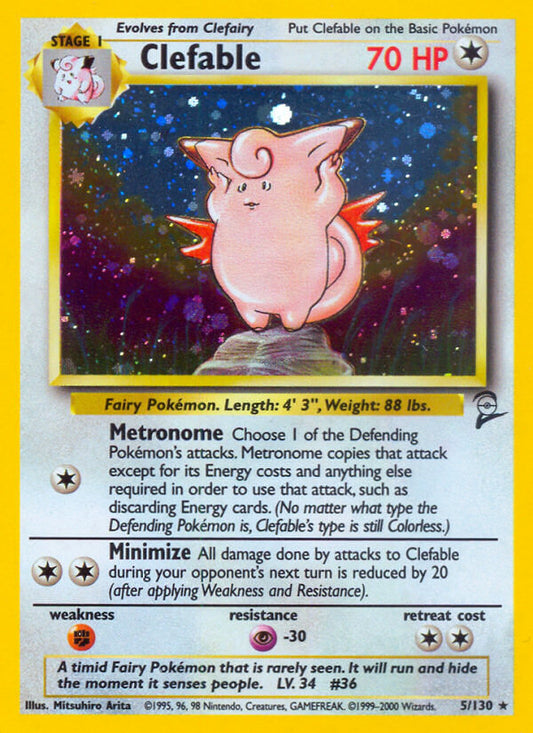 Clefable | Base Set 2 | Classic | 5/130 | New Mint | Rare Holo