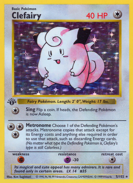 Clefairy | Base Set | Classic | 5/102 | New Mint | Rare Holo