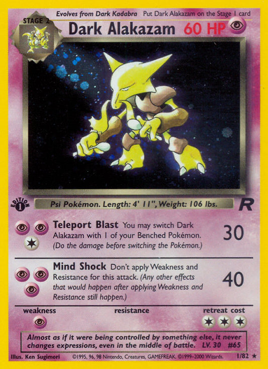 Dark Alakazam | Team Rocket | Classic | 1/82 | New Mint | Rare Holo