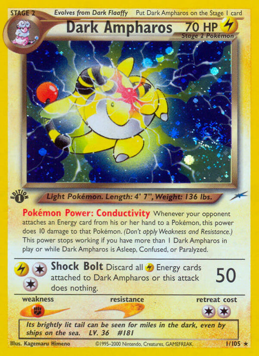 Dark Ampharos | Neo Destiny | Neo | 1/105 | New Mint | Rare Holo
