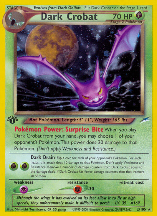 Dark Crobat | Neo Destiny | Neo | 2/105 | New Mint | Rare Holo