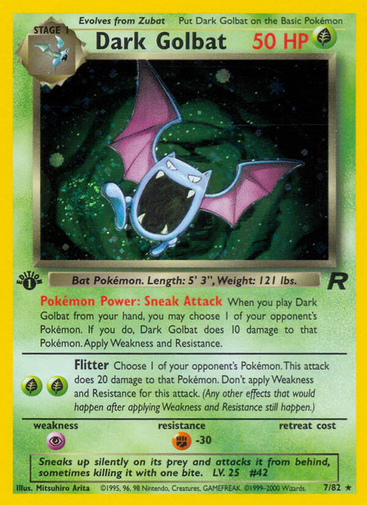 Dark Golbat | Team Rocket | Classic | 7/82 | New Mint | Rare Holo