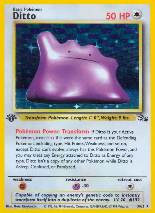 Ditto | Fossil | Classic | 3/62 | New Mint | Rare Holo