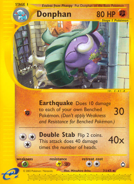 Donphan | Aquapolis | E-Card | 7/147 | New Mint | Rare