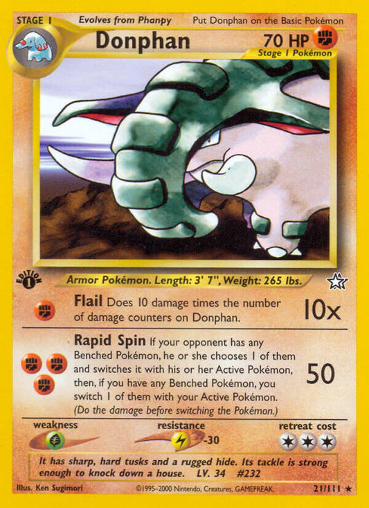 Donphan | Neo Genesis | Neo | 21/111 | New Mint | Rare