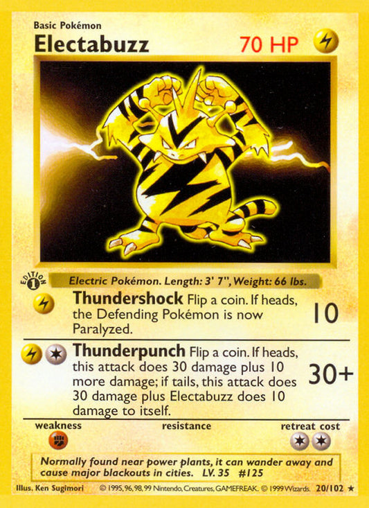 Electabuzz | Base Set | Classic | 20/102 | New Mint | Rare