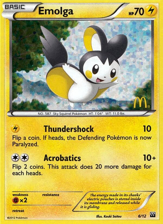 Emolga | McDonald's Collection 2012 | Black & White | 6/12 | New Mint | No Rarity