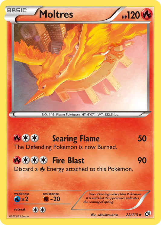 Moltres | Legendary Treasures | Black & White | 22/113 | New Mint | Rare Holo