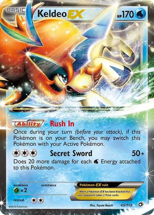 Keldeo EX | Legendary Treasures | Black & White | 45/113 | New Mint | Rare Holo EX