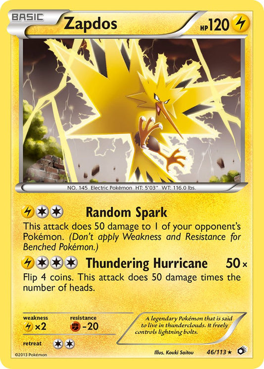 Zapdos | Legendary Treasures | Black & White | 46/113 | New Mint | Rare Holo