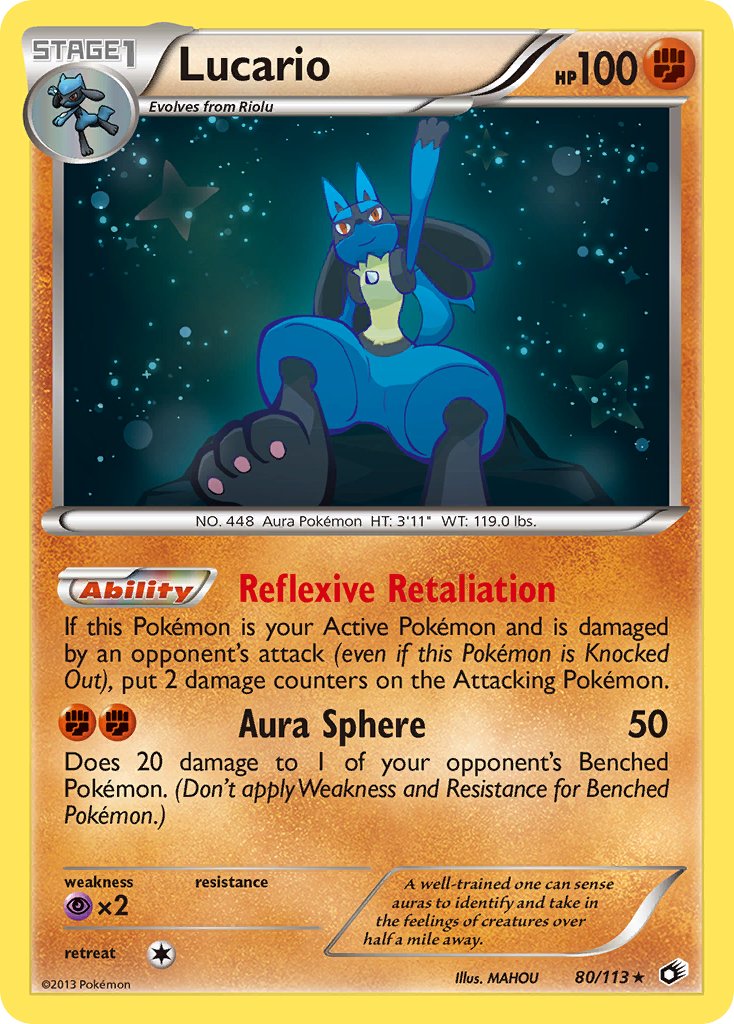 Lucario | Legendary Treasures | Black & White | 80/113 | New Mint | Rare Holo