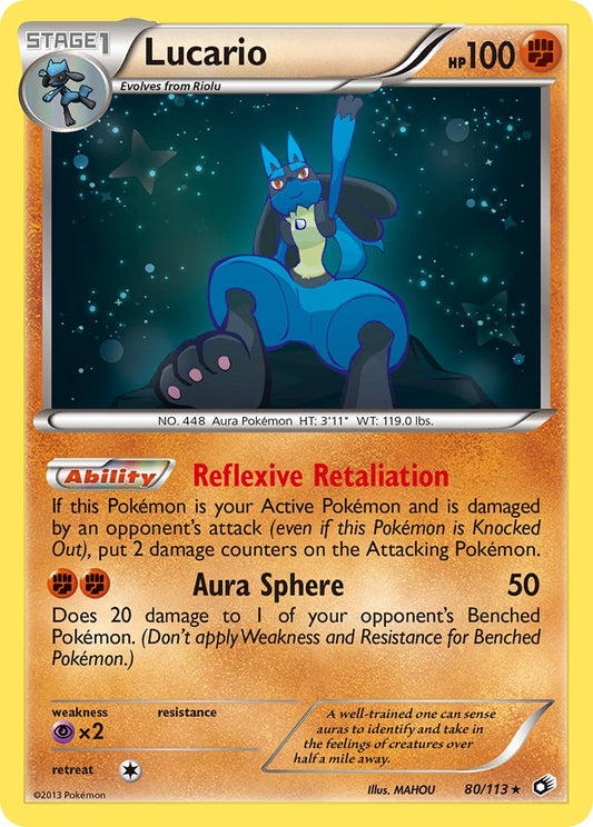 Lucario | Legendary Treasures | Black & White | 80/113 | New Mint | Rare Holo