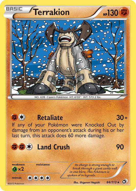 Terrakion | Legendary Treasures | Black & White | 84/113 | New Mint | Rare Holo