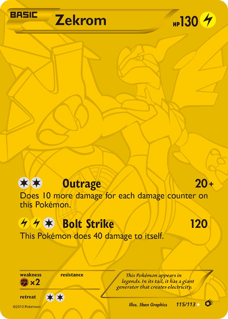 Zekrom | Legendary Treasures | Black & White | 115/113 | New Mint | Rare Secret