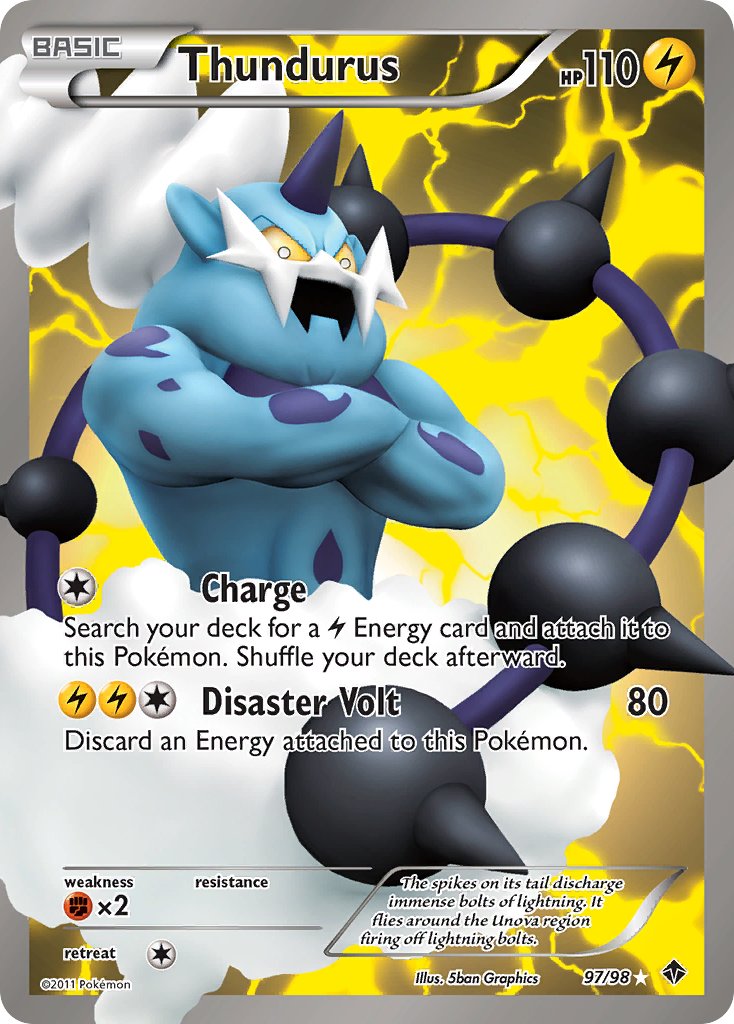 Thundurus | Emerging Powers | Black & White | 97/98 | New Mint | Ultra Rare