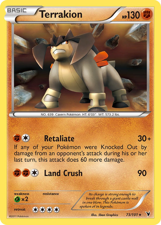 Terrakion | Noble Victories | Black & White | 73/101 | New Mint | Rare Holo