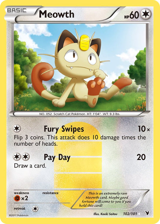 Meowth | Noble Victories | Black & White | 102/101 | New Mint | Rare Secret