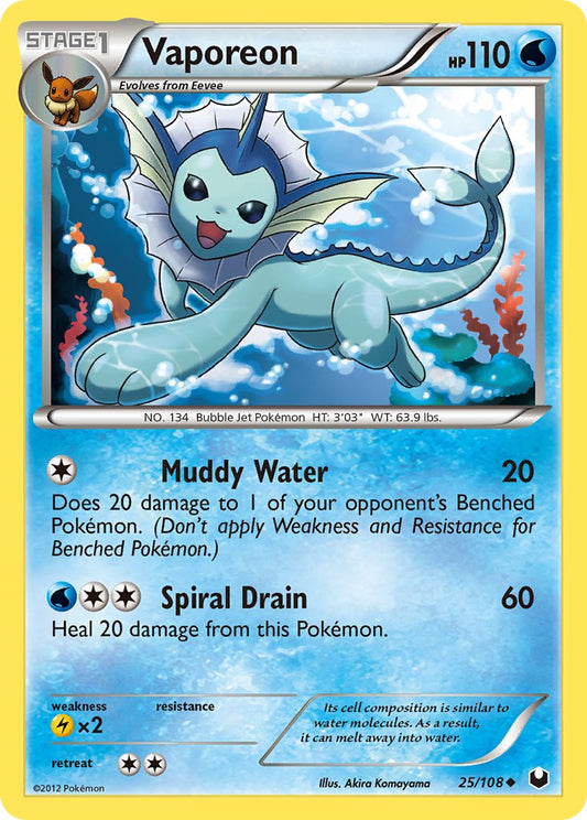 Vaporeon | Dark Explorers | Black & White | 25/108 | New Mint | Uncommon