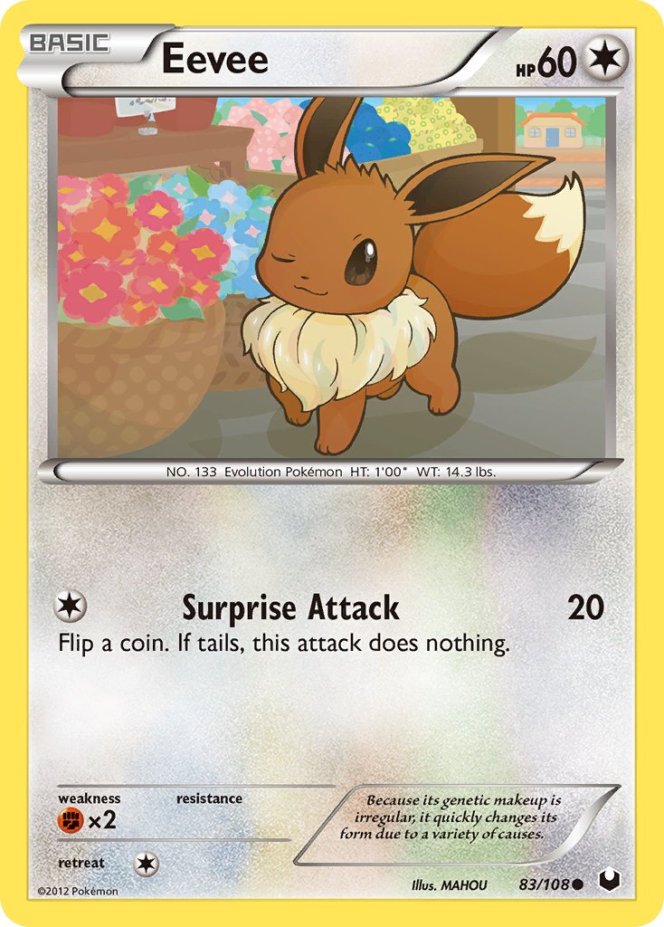 Eevee | Dark Explorers | Black & White | 83/108 | New Mint | Common