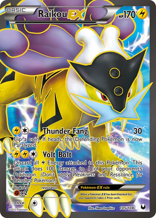 Raikou EX | Dark Explorers | Black & White | 105/108 | New Mint | Ultra Rare