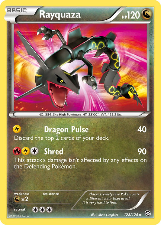 Rayquaza | Dragons Exalted | Black & White | 128/124 | New Mint | Rare Secret