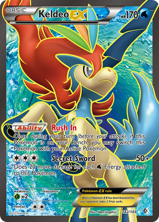 Keldeo EX | Boundaries Crossed | Black & White | 142/149 | New Mint | Ultra Rare