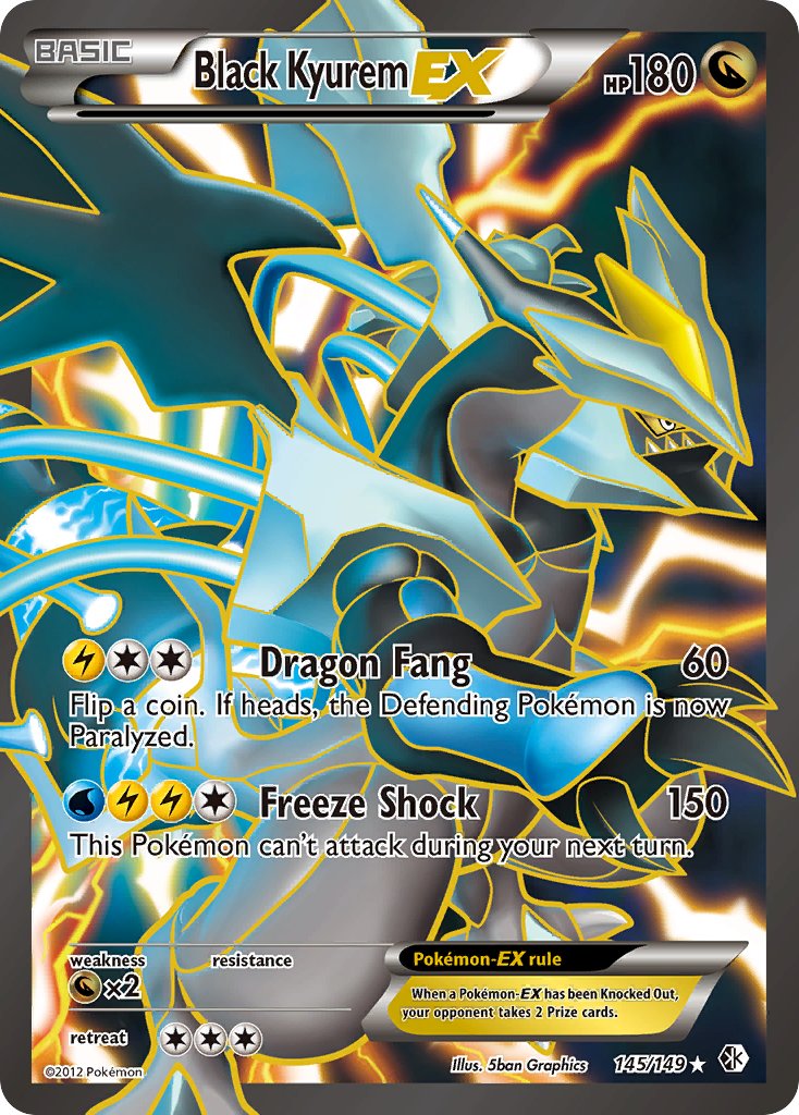 Black Kyurem EX | Boundaries Crossed | Black & White | 145/149 | New Mint | Ultra Rare