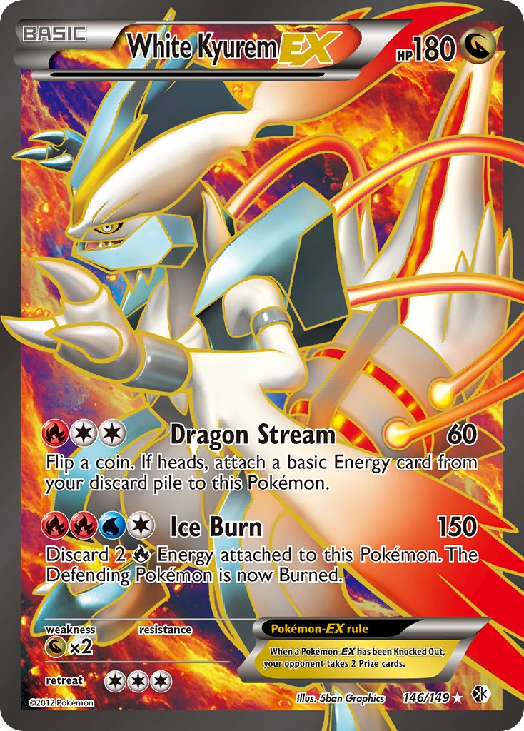 White Kyurem EX | Boundaries Crossed | Black & White | 146/149 | New Mint | Ultra Rare