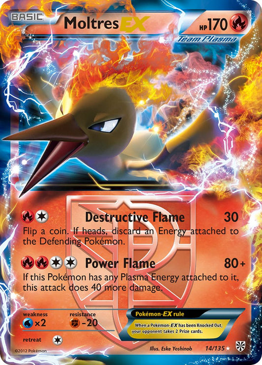 Moltres EX | Plasma Storm | Black & White | 14/135 | New Mint | Rare Holo EX