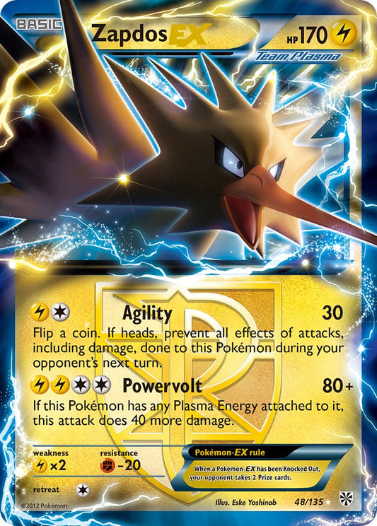 Zapdos EX | Plasma Storm | Black & White | 48/135 | New Mint | Rare Holo EX
