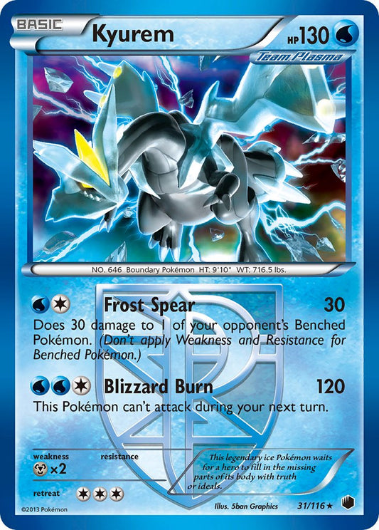 Kyurem | Plasma Freeze | Black & White | 31/116 | New Mint | Rare Holo
