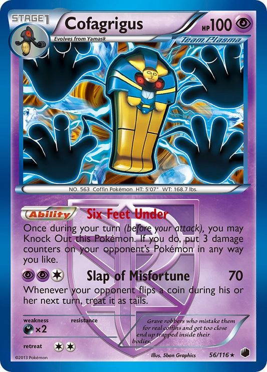 Cofagrigus | Plasma Freeze | Black & White | 56/116 | New Mint | Rare Holo