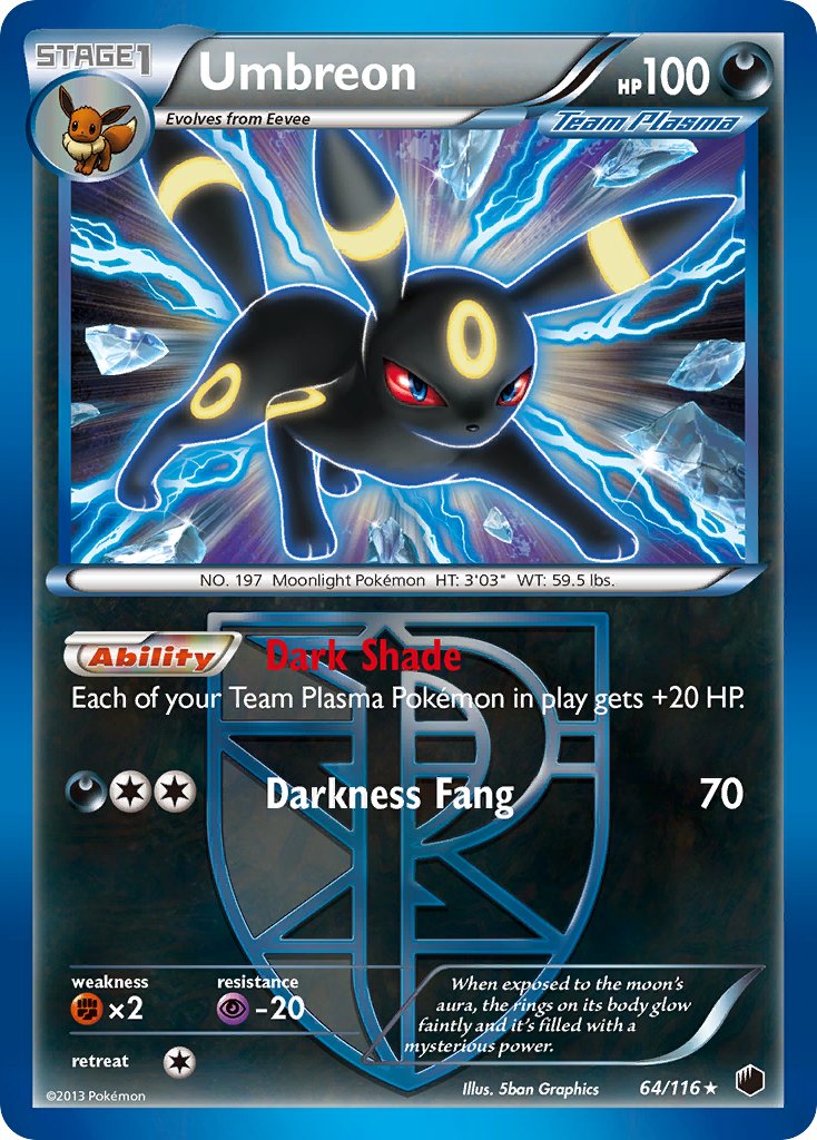 Umbreon | Plasma Freeze | Black & White | 64/116 | New Mint | Rare Holo