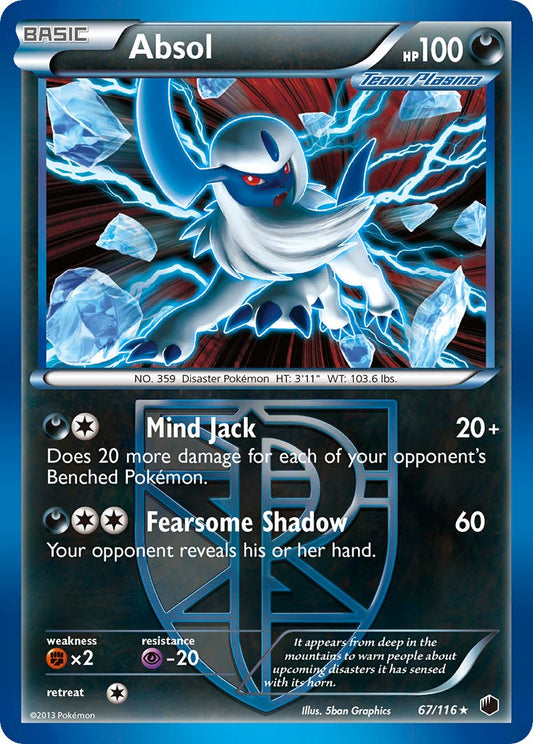 Absol | Plasma Freeze | Black & White | 67/116 | New Mint | Rare Holo