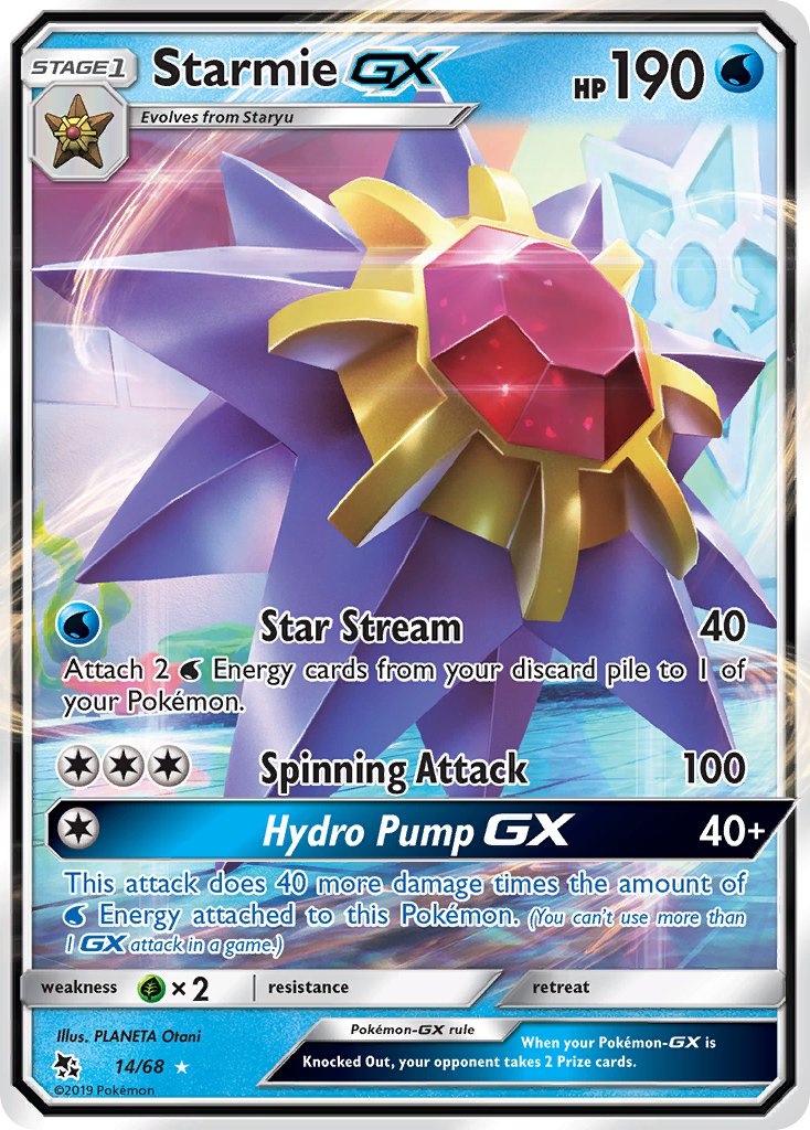 Starmie GX | Hidden Fates | Sun & Moon | 14/68 | New Mint | Rare Holo GX