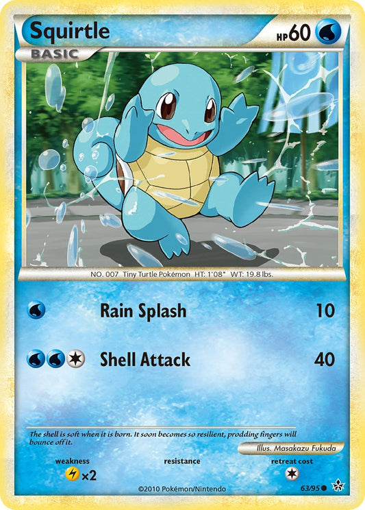Squirtle | Unleashed | HeartGold & SoulSilver | 63/95 | New Mint | Common