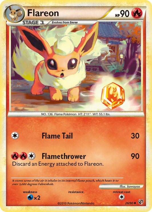 Flareon | Undaunted | HeartGold & SoulSilver | 26/90 | New Mint | Uncommon