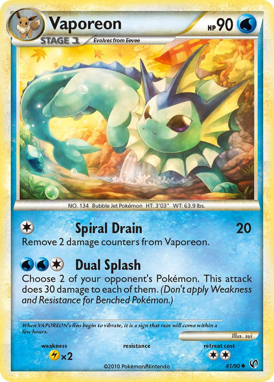 Vaporeon | Undaunted | HeartGold & SoulSilver | 41/90 | New Mint | Uncommon