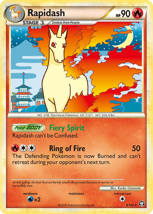 Rapidash | Triumphant | HeartGold & SoulSilver | 8/102 | New Mint | Rare Holo