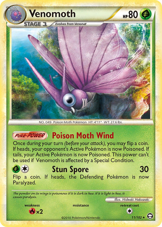 Venomoth | Triumphant | HeartGold & SoulSilver | 11/102 | New Mint | Rare Holo