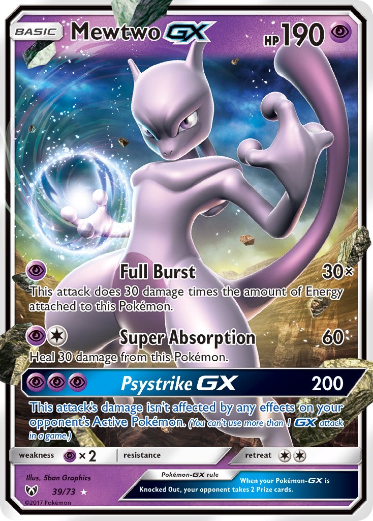 Mewtwo GX | Shining Legends | Sun & Moon | 39/73 | New Mint | Rare Holo GX