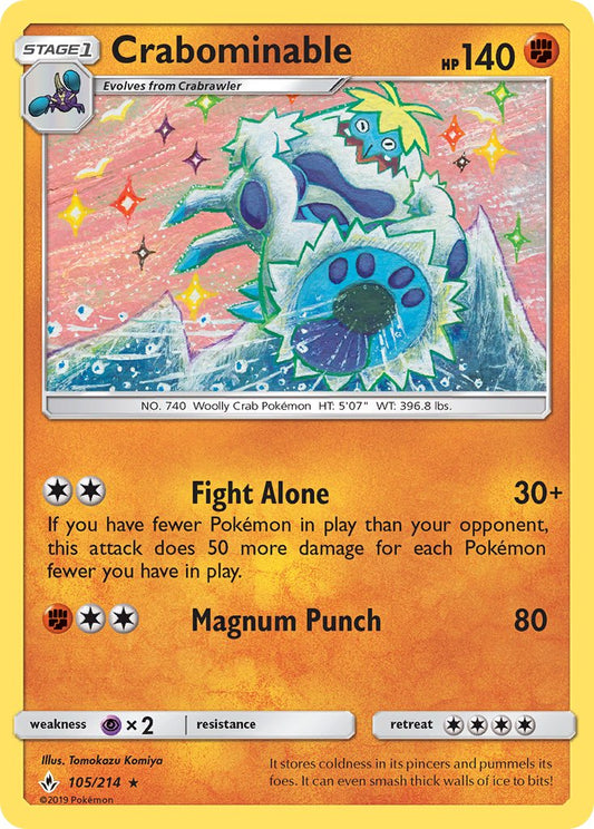 Crabominable | Unbroken Bonds | Sun & Moon | 105/214 | New Mint | Rare