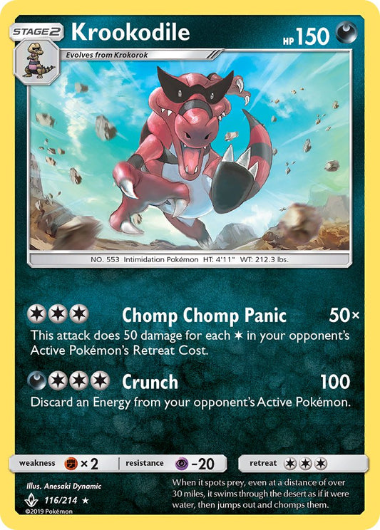 Krookodile | Unbroken Bonds | Sun & Moon | 116/214 | New Mint | Rare