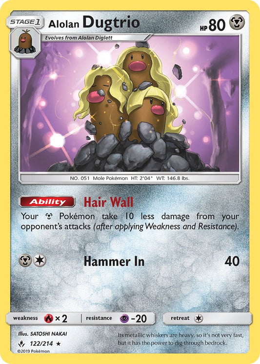 Alolan Dugtrio | Unbroken Bonds | Sun & Moon | 122/214 | New Mint | Rare