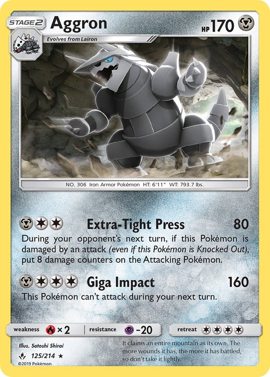 Aggron | Unbroken Bonds | Sun & Moon | 125/214 | New Mint | Rare