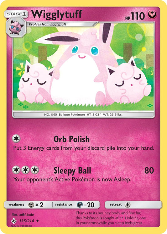 Wigglytuff | Unbroken Bonds | Sun & Moon | 135/214 | New Mint | Rare