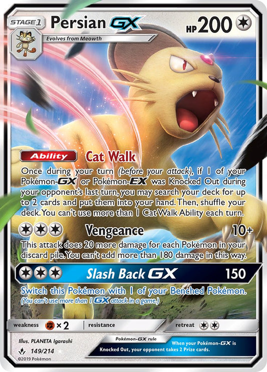 Persian GX | Unbroken Bonds | Sun & Moon | 149/214 | New Mint | Rare Holo GX