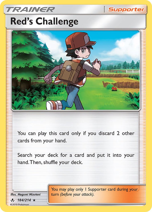 Red’s Challenge | Unbroken Bonds | Sun & Moon | 184/214 | New Mint | Rare Holo